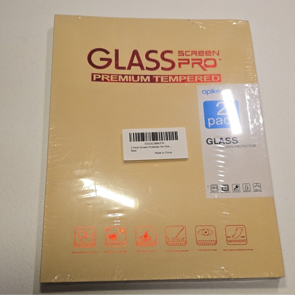New Amazon Fire Tablet apiker Pro Tempered Glass Screen Protector 10.1 2-Pack